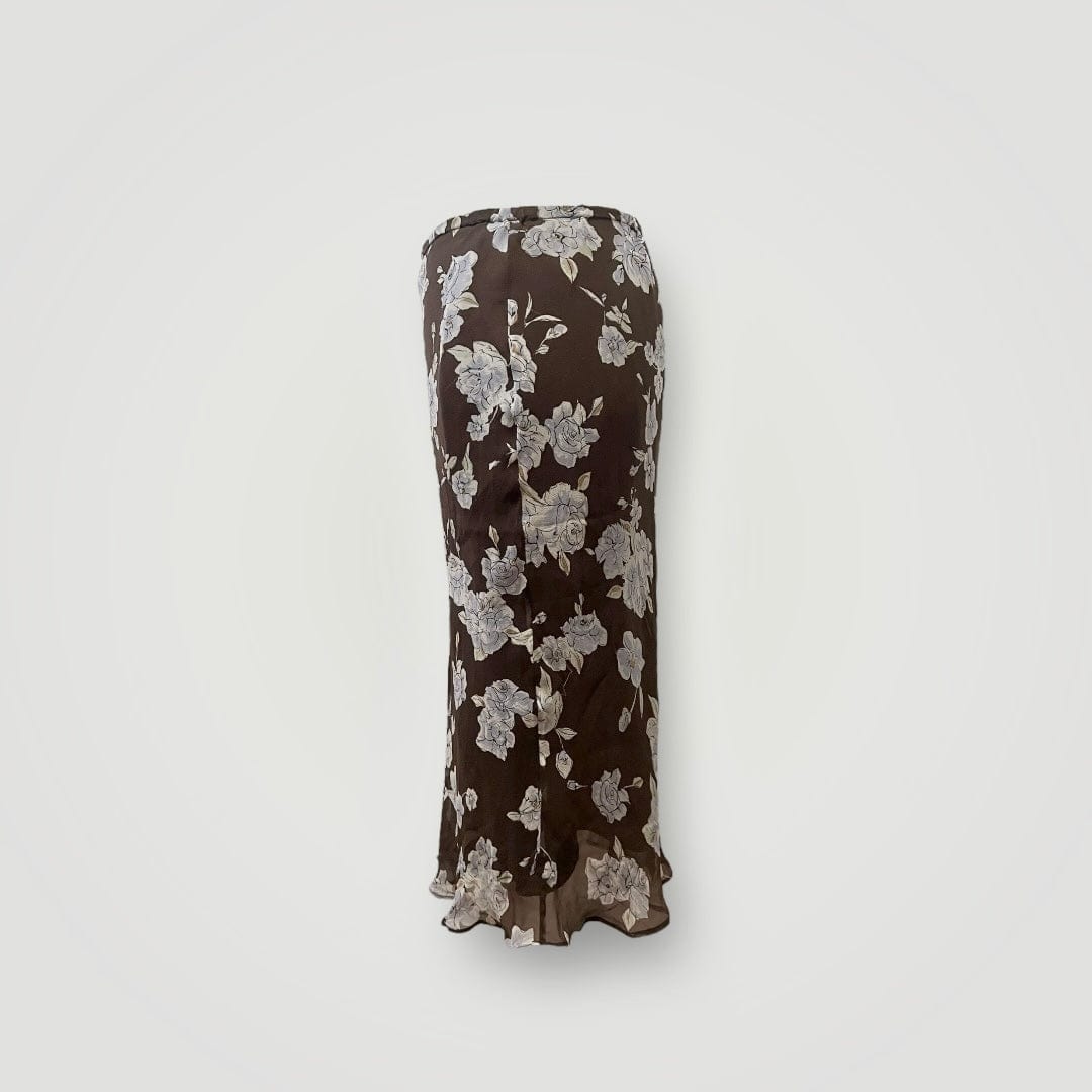 Jade Vintage Skirt Vintage Allyson Taylor Brown Silk Floral Skirt Vintage Allyson Taylor Brown Silk Floral Skirt