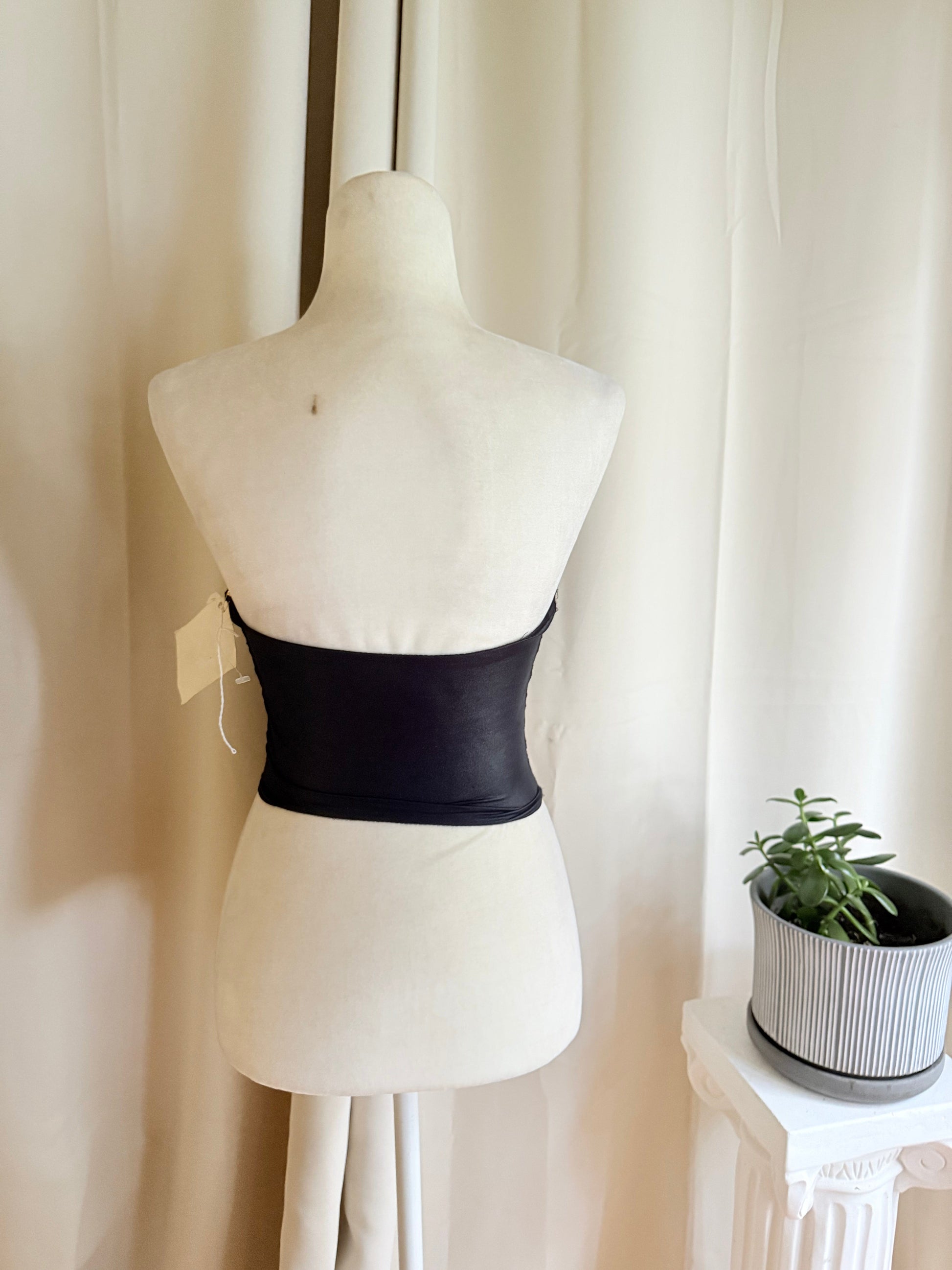 Jade Vintage  corset 90’s Deadstock Black Corset With Lace Detailing 90’s Deadstock Black Corset With Lace Detailing