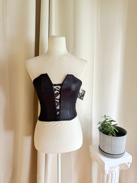 Jade Vintage  corset 90’s Deadstock Black Corset With Lace Detailing 90’s Deadstock Black Corset With Lace Detailing