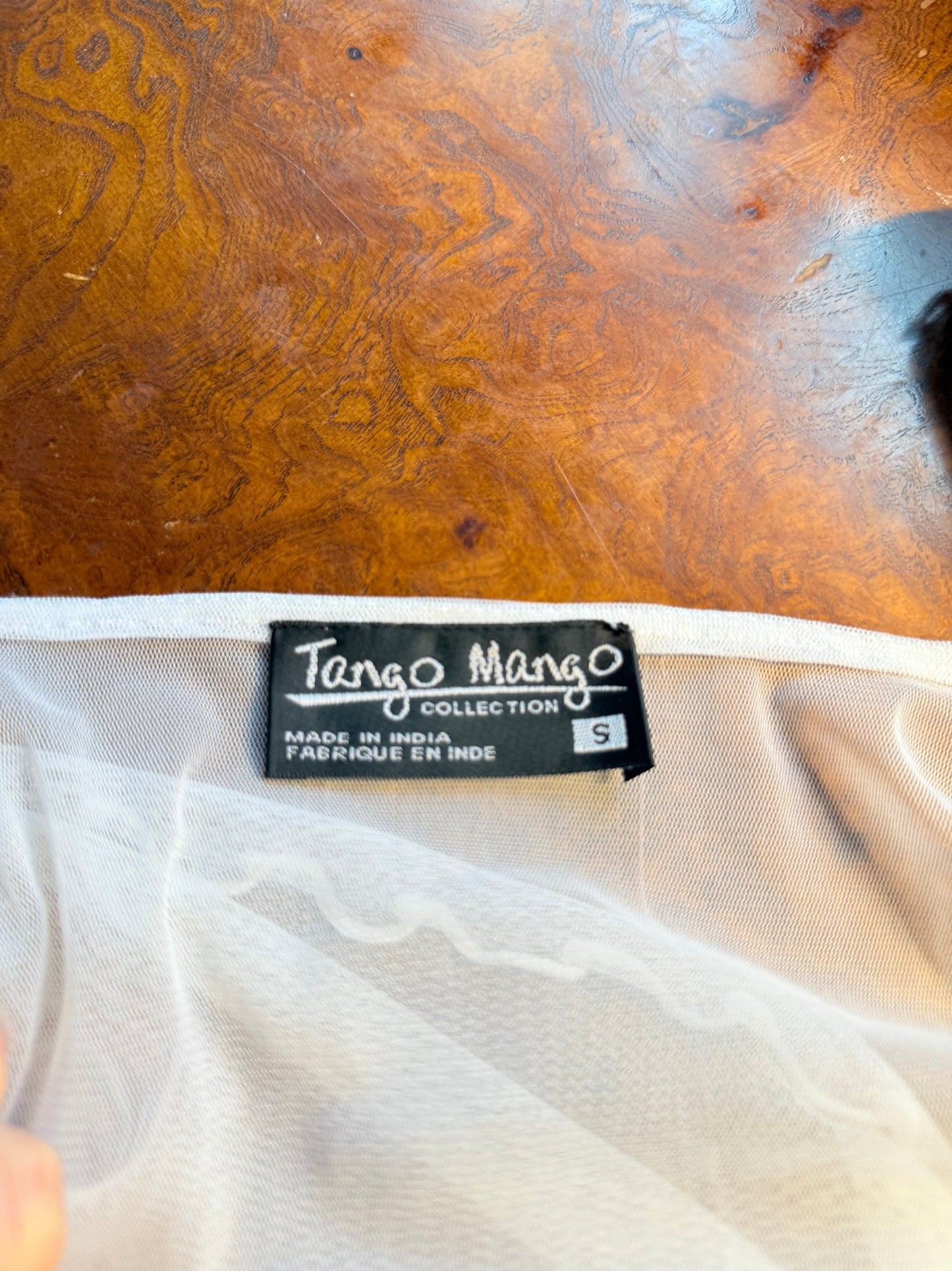Jade Vintage  crop top Vintage Tango Mango white long sleeve sheer mesh tie top Vintage Tango Mango white long sleeve sheer mesh tie top