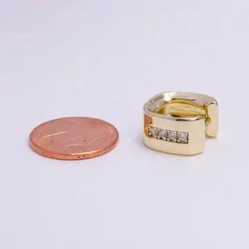 Jade Vintage  earrings 15mm Clear Cz Lined Curve-Edged Wide Square Hoop Earrings 15mm Clear Cz Lined Curve-Edged Wide Square Hoop Earrings
