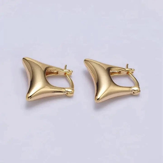 Jade Vintage  earrings Gold Filled Curved Rectangular Dome Huggie Earrings Gold Filled Curved Rectangular Dome Huggie Earrings