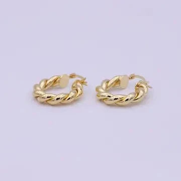 Jade Vintage  earrings Gold Hoop Twisted Earring 25mm Gold Hoop Twisted Earring 25mm