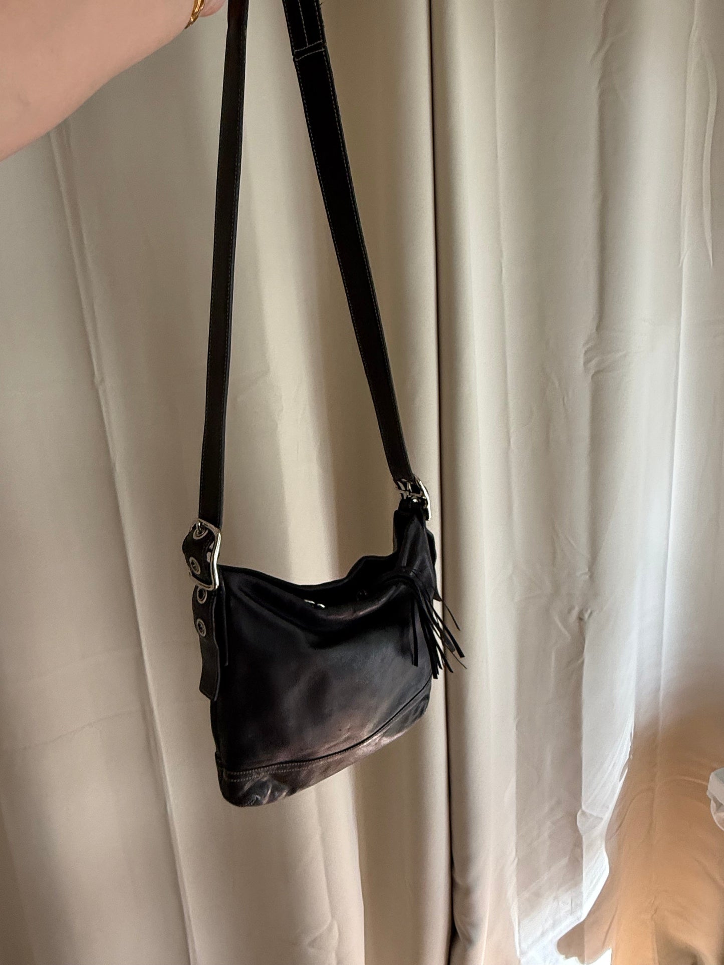Jade Vintage  purse Vintage Coach Black Leather Crossbody Bag With Silver Hardware Vintage Coach Black Leather Crossbody Bag With Silver Hardware