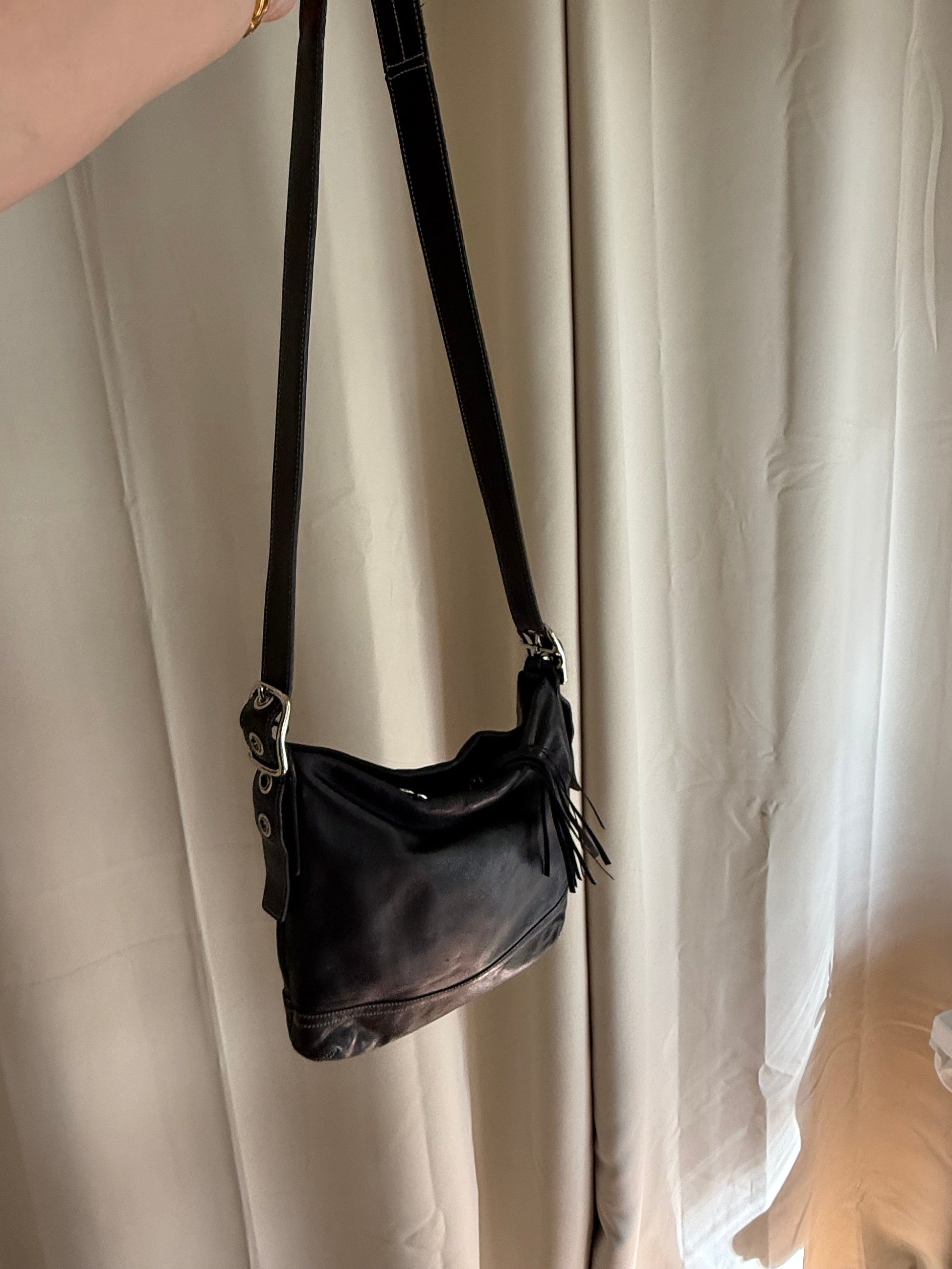 Jade Vintage  purse Vintage Coach Black Leather Crossbody Bag With Silver Hardware Vintage Coach Black Leather Crossbody Bag With Silver Hardware
