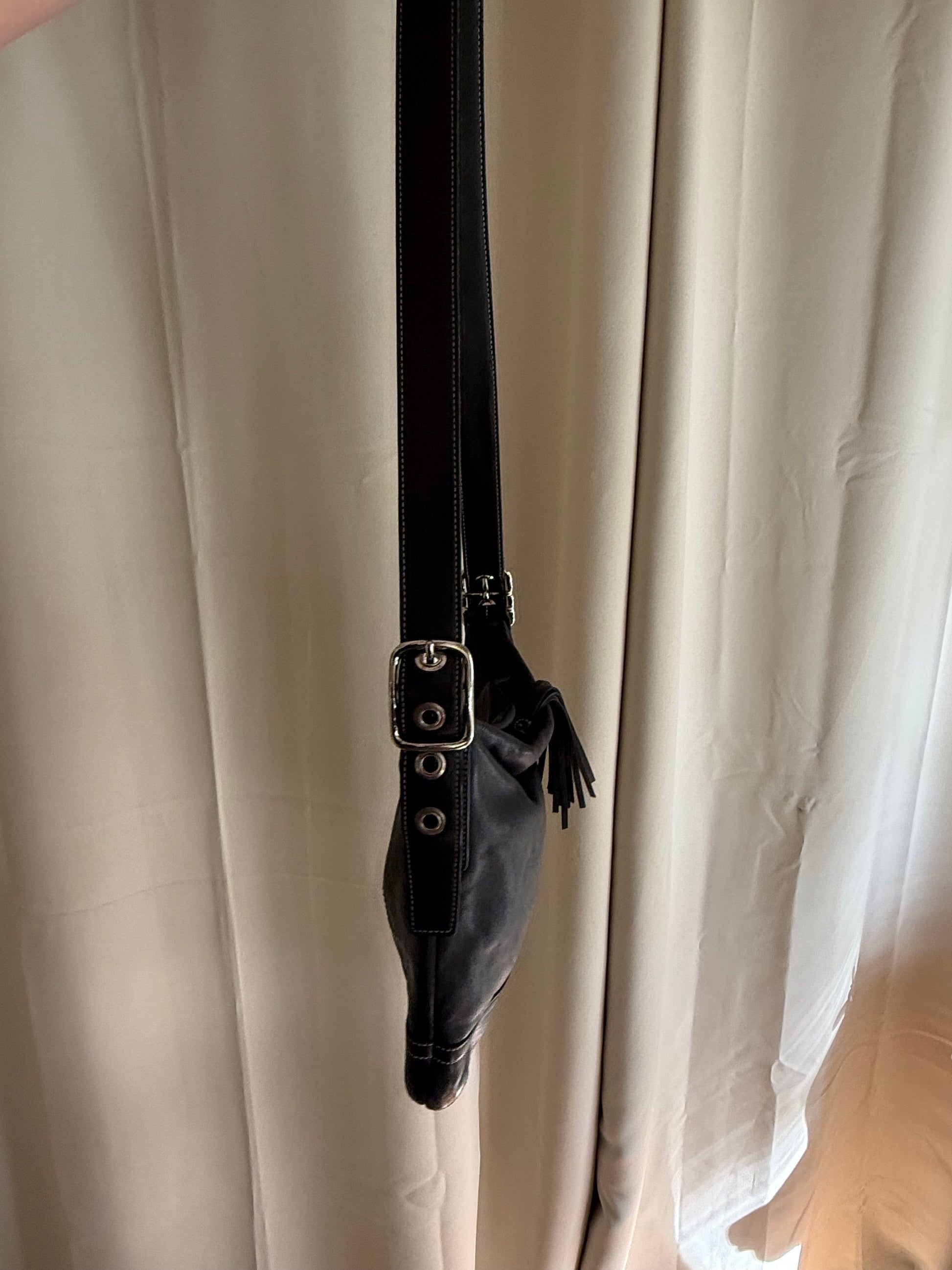 Jade Vintage  purse Vintage Coach Black Leather Crossbody Bag With Silver Hardware Vintage Coach Black Leather Crossbody Bag With Silver Hardware