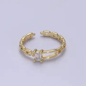 Jade Vintage  Ring 24K Gold Filled Belt Buckle Ring Cable Link Chain Ring with Cz Crystal Cubic Zirconia 24K Gold Filled Belt Buckle Ring Cable Link Chain Ring with Cz Crystal Cubic Zirconia