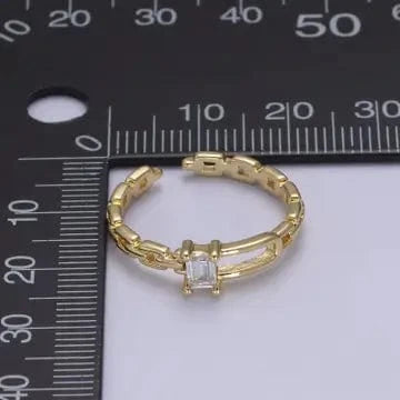Jade Vintage  Ring 24K Gold Filled Belt Buckle Ring Cable Link Chain Ring with Cz Crystal Cubic Zirconia 24K Gold Filled Belt Buckle Ring Cable Link Chain Ring with Cz Crystal Cubic Zirconia