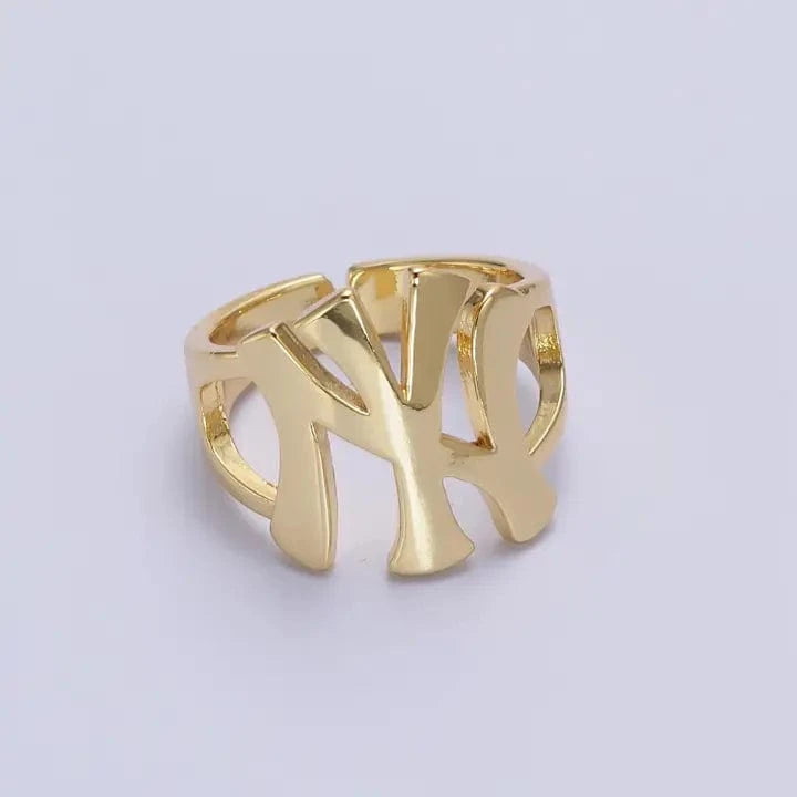 Jade Vintage  Ring Gold Plated New York Yankees Adjustable Ring Gold Plated New York Yankees Adjustable Ring