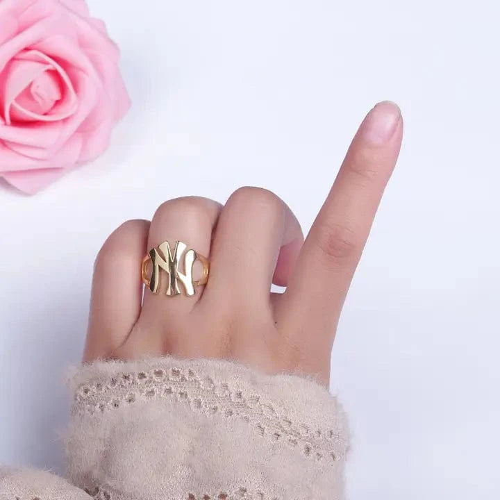 Jade Vintage  Ring Gold Plated New York Yankees Adjustable Ring Gold Plated New York Yankees Adjustable Ring