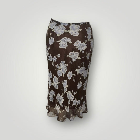 Jade Vintage  Skirt Vintage Allyson Taylor Brown Silk Floral Skirt Vintage Allyson Taylor Brown Silk Floral Skirt
