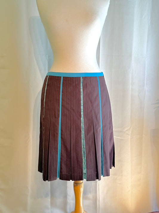 Jade Vintage  Skirt Y2K Striped Brown Pleated Midi Skirt Y2K Striped Brown Pleated Midi Skirt