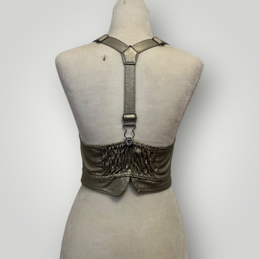 Jade Vintage  Top Gold Faux Leather Y2k Top Gold Faux Leather Y2k Top