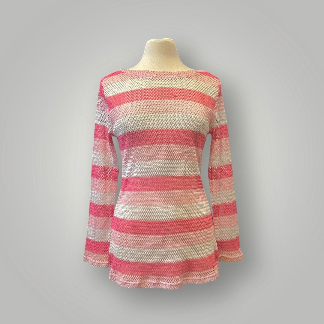 Jade Vintage  Top Y2k Pink Mesh Knit Longsleeve Top Y2k Pink Mesh Knit Longsleeve Top