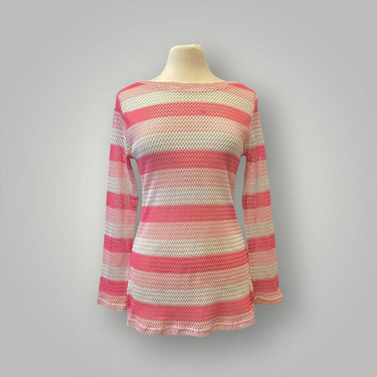 Jade Vintage  Top Y2k Pink Mesh Knit Longsleeve Top Y2k Pink Mesh Knit Longsleeve Top