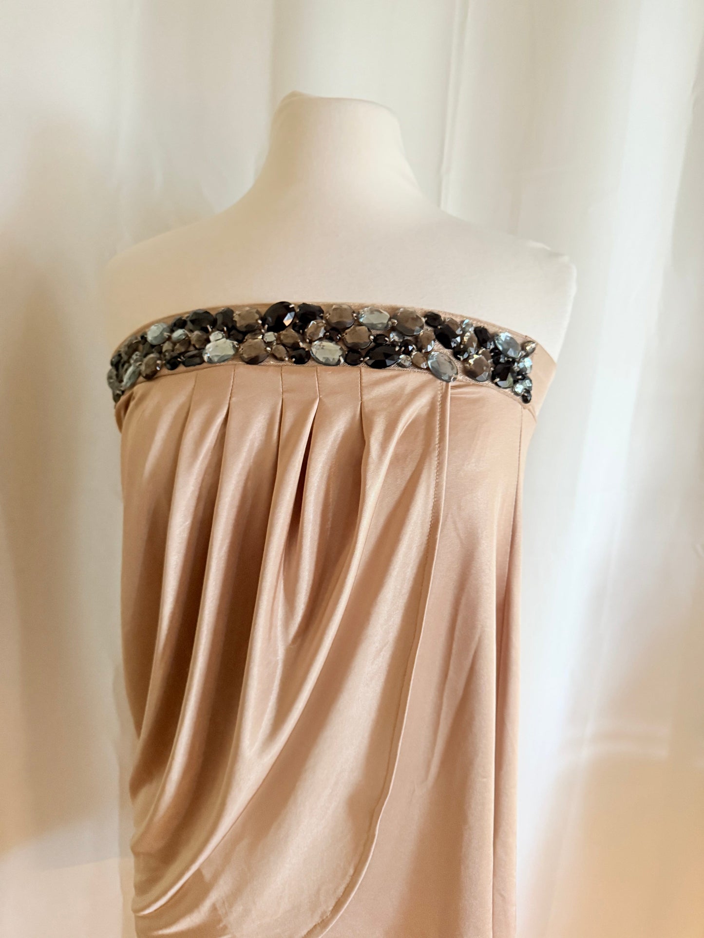 Jade Vintage  tube top Y2k Cache Gold Beaded Strapless Tube Top Y2k Cache Gold Beaded Strapless Tube Top