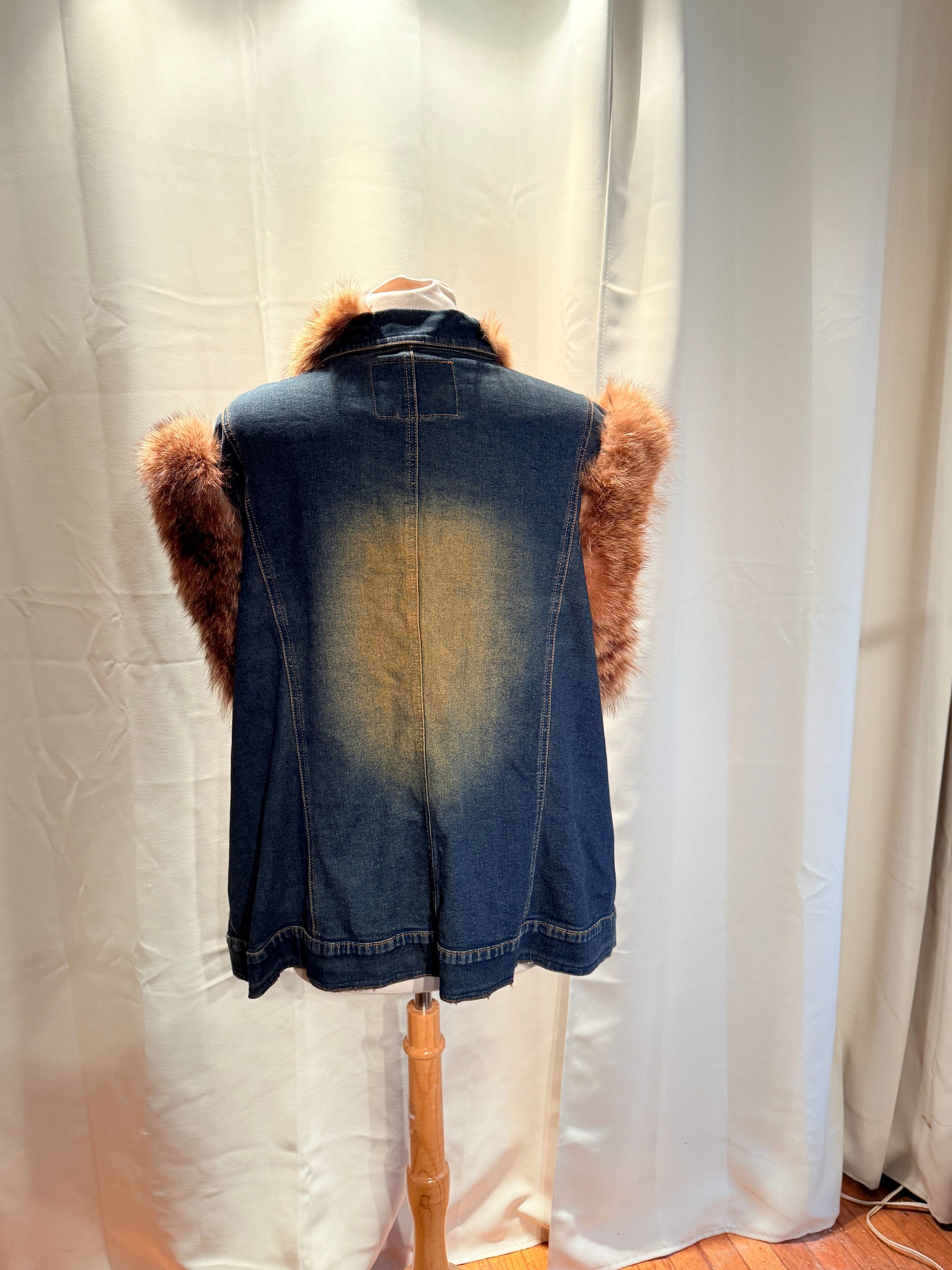 Jade Vintage  Vintage Y2K Ashley Stewart Denim Faux Fur Vest Vintage Y2K Ashley Stewart Denim Faux Fur Vest