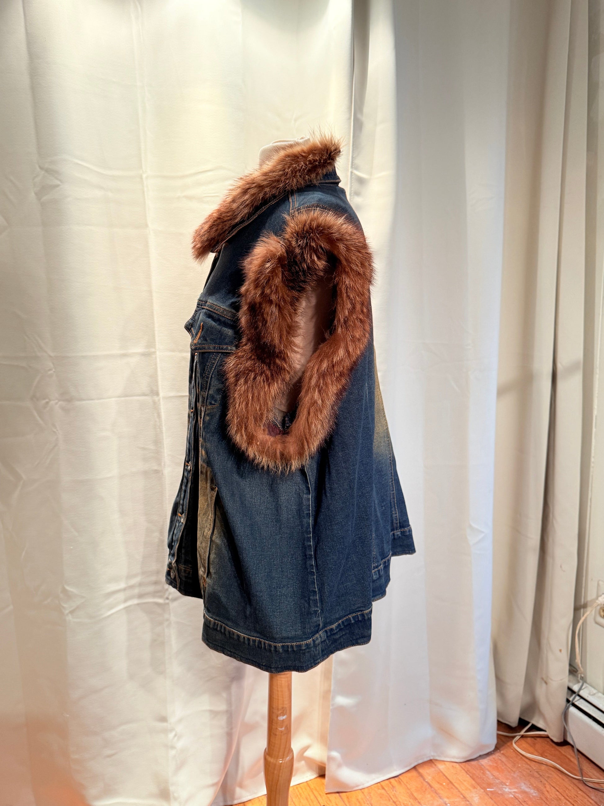 Jade Vintage  Vintage Y2K Ashley Stewart Denim Faux Fur Vest Vintage Y2K Ashley Stewart Denim Faux Fur Vest