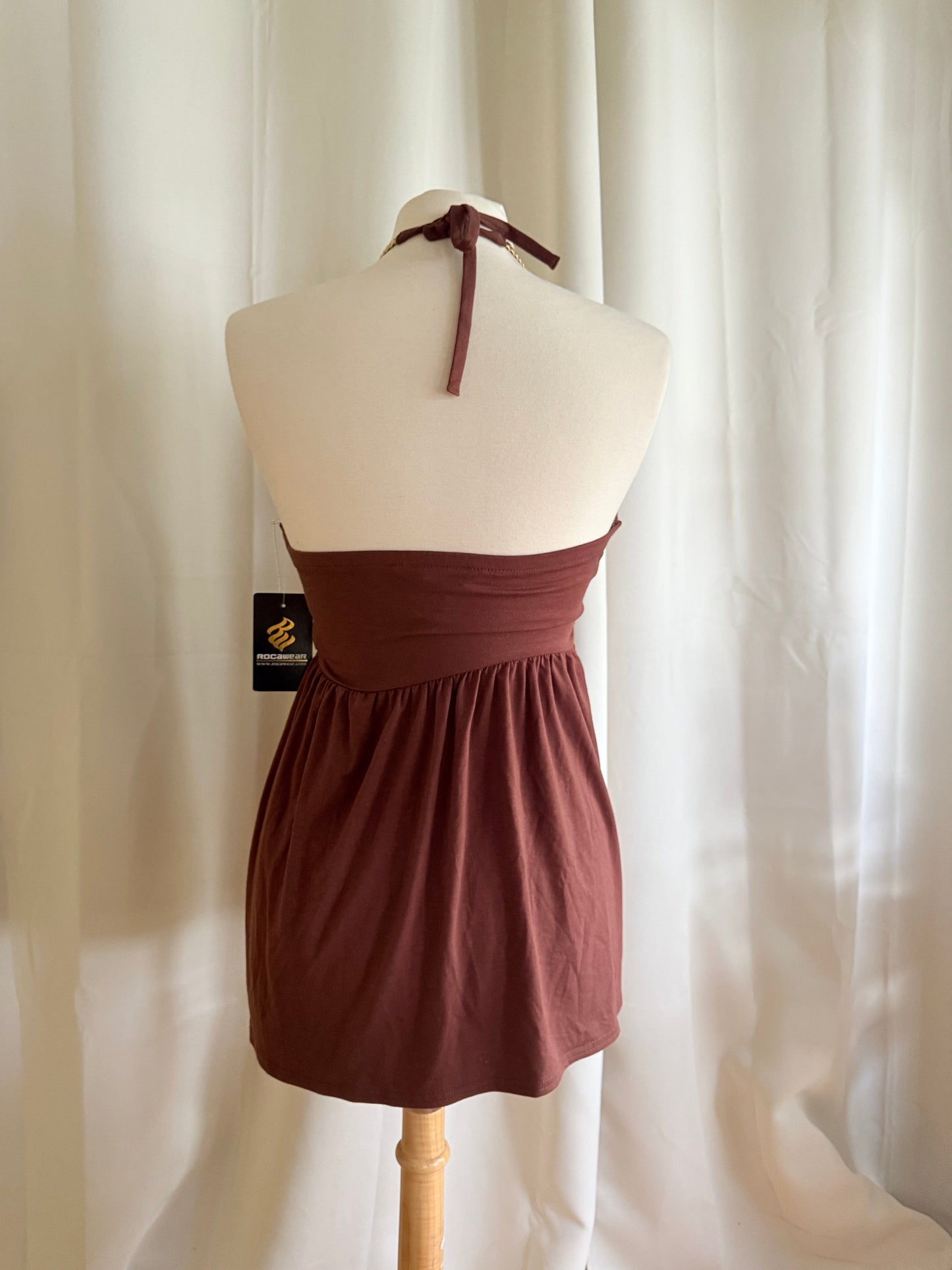 Jade Vintage  Y2k Deadstock Rocawear Brown Halter Top With Gold Braided Straps Y2k Deadstock Rocawear Brown Halter Top With Gold Braided Straps