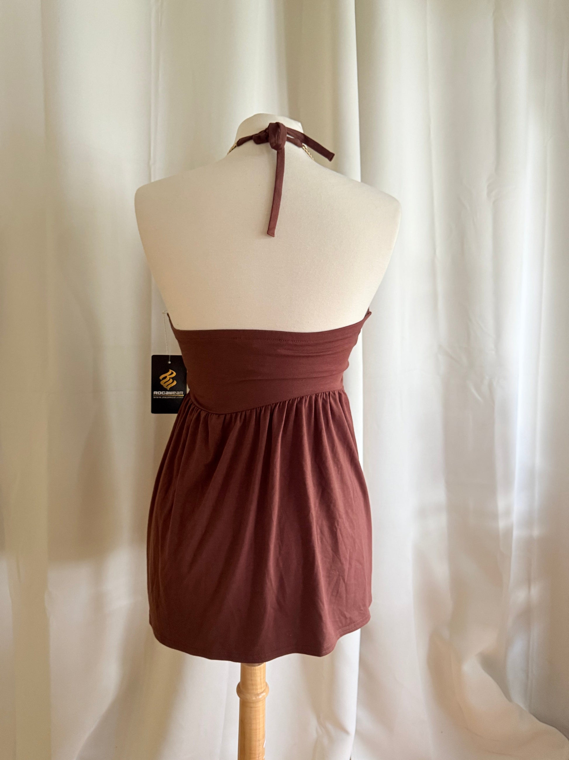 Jade Vintage  Y2k Deadstock Rocawear Brown Halter Top With Gold Braided Straps Y2k Deadstock Rocawear Brown Halter Top With Gold Braided Straps